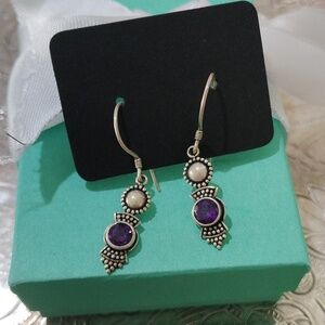 Sterling Silver+ Amethyst Dangle Earrings
